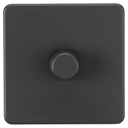 Knightsbridge 5 - 150W 1 Gang 2 Way Push On/Off Rotary Intelligent LED Dimmer Switch - Anthracite