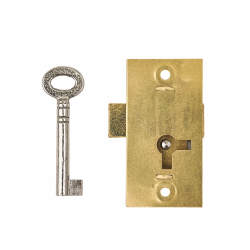 1 Lever Straight Cupboard Lock - 51 x 25mm - Keyed Alike - Polished Brass