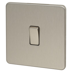Knightsbridge 10AX 1 Gang 2 Way Screwless Flat Plate Light Switch - Brushed Chrome