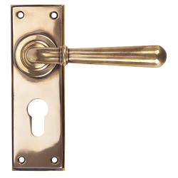 From The Anvil Polished Bronze Euro Lock Door Handles - Newbury Range - 152 x 50mm