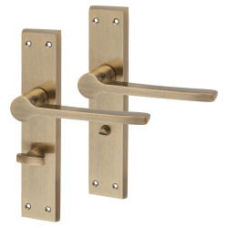Altro Antique Brass Bathroom Door Handles - Farley Range - 200 x 42mm