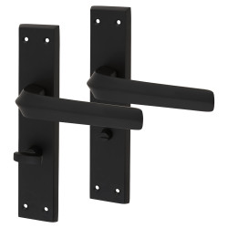 Altro Matt Black Bathroom Door Handles - Norley Range - 200 x 42mm