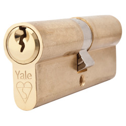 Yale 1 Star 6 Pin Kitemarked 80mm Euro Double Cylinder - 40 + 40mm - Pol Brass - Keyed to Differ