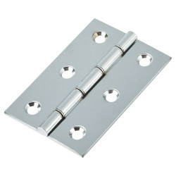 Double Steel Washered Butt Door Hinge - 75 x 50 x 2mm - Chrome Plated - Pair