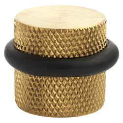 Hampstead Knurled Floor Door Stop - 22 x 22mm - PVD Satin Brass
