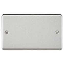 Knightsbridge 2 Gang Round Edge Blank Plate - Brushed Chrome