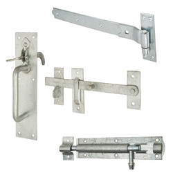 Medium Duty Cranked Hook & Band Gate Hinge Kit with Suffolk Gate Latch - 600mm - Galvanised