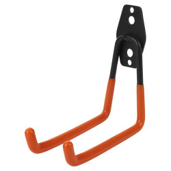 Tubular Garage and Shed Double Storage Hook - 130mm Depth - Black & Orange