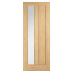 LPD Belize 1 Light Offset Clear Glazed Unfinished Solid Internal Door - 1981 x 762 x 35mm - Oak
