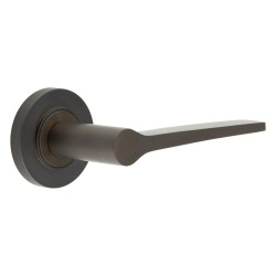 Burlington by Frelan Dark Bronze Fire Rated Door Handles on Round Rose - Knightsbridge Range