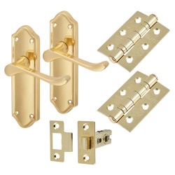 Altro Polished Brass Scroll Latch Door Handles Pack - Ashmead Range