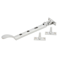 Hampstead Victorian Casement Window Stay - 8"/200mm Length - Soft Satin Chrome