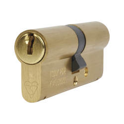 ERA 1 Star 6 Pin Kitemarked 80mm Euro Double Cylinder - 40 + 40mm - Polished Brass - Keyed to Differ