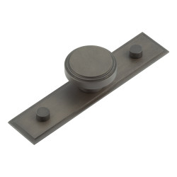 Hoxton by Frelan Cropley Stepped Round Cabinet Knob on Stepped Backplate - 40mm Diameter - Dark Bronze