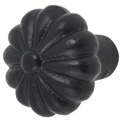 Olde Forge Flower Round Cabinet Knob - 30mm Diameter - Black Iron