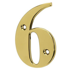 79mm Screw Fix Door Numeral - 6 / 9 - Polished Brass Effect