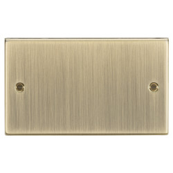 Knightsbridge 2 Gang Square Edge Blank Plate - Antique Brass