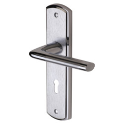 M Marcus Satin Chrome Keyhole Lock Door Handles - Lena Range - 190 x 48mm