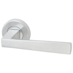 M Marcus Satin Chrome Door Handles on Round Rose - Siloh Range