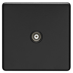 Eurolite Concealed 1 Gang Screwless Flat Plate Isolated TV Coaxial Socket - Matt Black