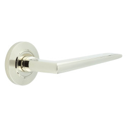 Burlington by Frelan Polished Nickel Fire Rated Door Handles on Round Chamfered Rose - Mayfair Range