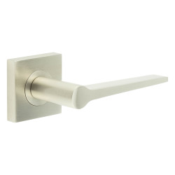Burlington by Frelan Satin Nickel Fire Rated Door Handles on Square Rose - Knightsbridge Range