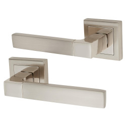 Altro Polished/Satin Nickel Door Handles on Square Rose - Gama Range