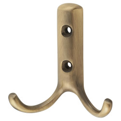 Altro Double Coat Hook - 70 x 56mm - Antique Brass