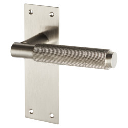 Serozzetta by Carlisle Brass Satin Nickel Knurled Latch Door Handles - Varese Range - 130 x 55mm