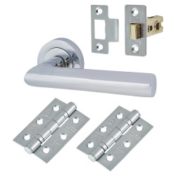 Touchpoint Polished Chrome Latch Door Handles on Rose Pack - Emily Range