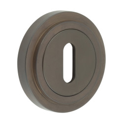Burlington BUR60 by Frelan Escutcheon on Stepped Rose - 53mm Diameter - Keyhole - Dark Bronze