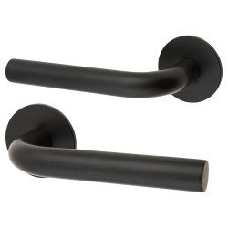 Jigtech Matt Black Door Handles on Round Slim Rose - Schema Syfte Range
