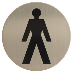 Altro Male Toilet Door Sign - Self Adhesive - 75mm Diameter - Satin Stainless Steel