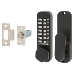 Codelocks CL255 External Marine Grade Push Button Code Lock and Latch - Holdback - Black