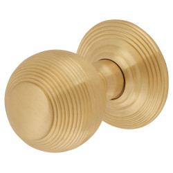 Hampstead Satin Brass Beehive Mortice Door Knob - 60mm Rose Diameter