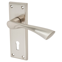 Serozzetta by Carlisle Brass Satin Nickel Keyhole Lock Door Handles - Venti Range - 150 x 50mm