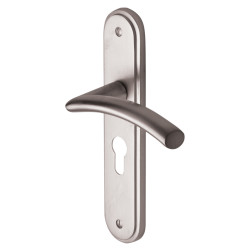 M Marcus Satin Chrome Euro Lock Door Handles - Tosca Range - 205 x 42mm