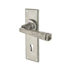 Olde Forge Pewter Keyhole Lock Door Handles - York Range - 152 x 48mm