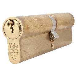 Yale 1 Star 6 Pin Kitemarked 105mm Euro Double Cylinder - 50 + 55mm - Pol Brass - Keyed to Differ