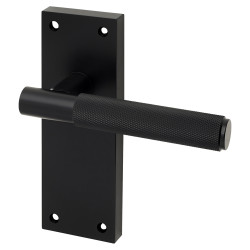 Altro Matt Black Knurled Latch Door Handles - Remi Range - 155 x 55mm