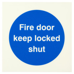 Altro Photoluminescent Fire Door Keep Locked Shut Door Sign - 100 x 100mm - Rigid Plastic