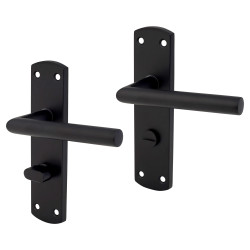 Altro Matt Black Mitred Bathroom Door Handles - 172 x 44mm