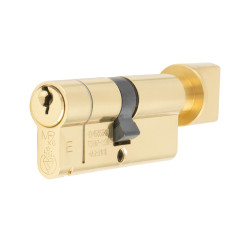 Eurospec 1 Star 6 Pin 80mm Euro Thumbturn Cylinder - 40mm + 40mm - Polished Brass - Keyed to Differ