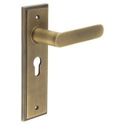 Burlington by Frelan Antique Brass Fire Rated Euro Lock Door Handles - Kensington - 200 x 55mm