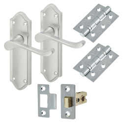 Altro Satin Chrome Scroll Latch Door Handles Pack - Ashmead Range