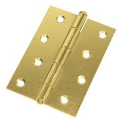 Loose Pin Steel Butt Door Hinge - 100 x 67mm - Polished Brass - Pair