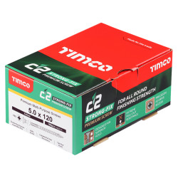 TIMCO C2 Strong-Fix Pozi Double Countersunk Wood Screws - 5.0 x 120mm - Yellow Zinc - Pack of 100