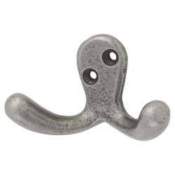 Alexander & Wilks Victorian Double Coat Hook - 30 x 24mm - Antique Iron
