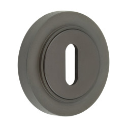 Burlington BUR60 by Frelan Escutcheon on Plain Rose - 53mm Diameter - Keyhole - Dark Bronze