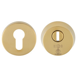 Eurospec 2 Star Security Escutcheon - 54mm Diameter - Euro - PVD Polished Brass